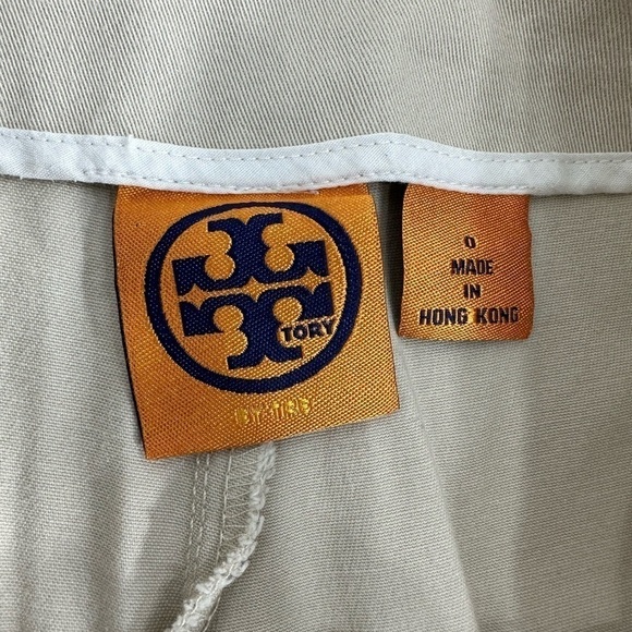 Tory Burch zipper front logo crop khaki pants size 0 - Picture 6 of 10